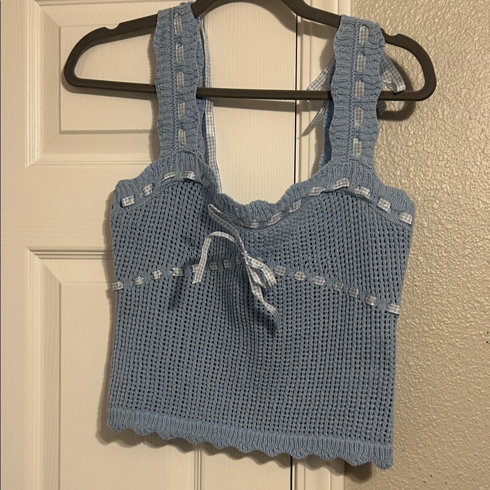 Lush Blue Knit Crop Top